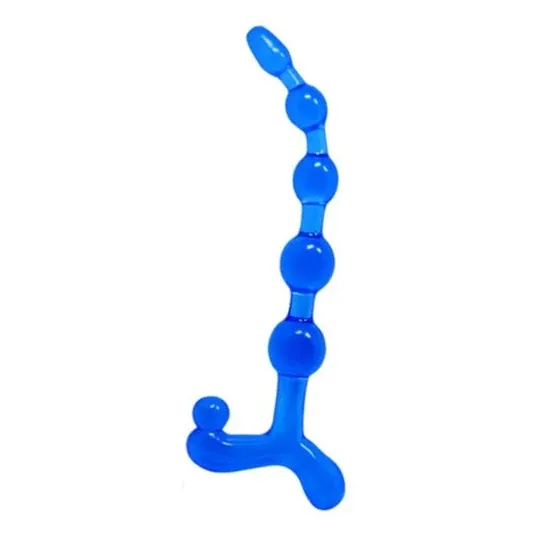 Flexibles blaues Analperlen-Set Baile Bendy Twist aus TPR, wasserdicht, mit verdrehtem Design.