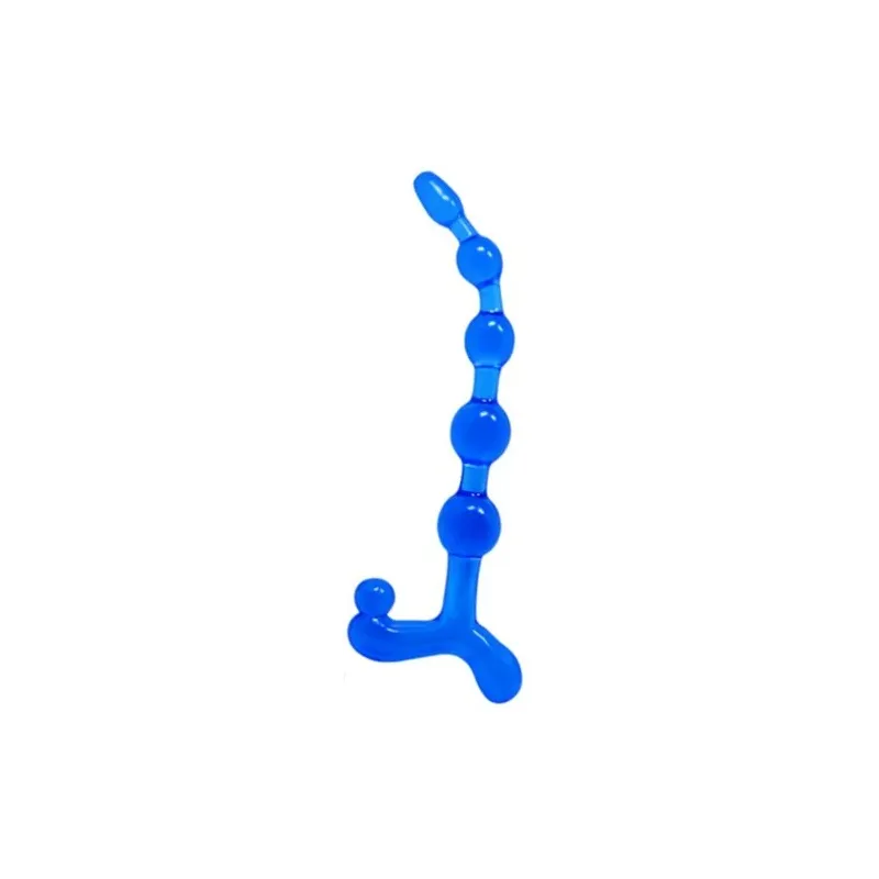Chapelet anal Baile bleu en TPR flexible, design torsadé Bendy Twist, submersible, pour jeux intimes.
