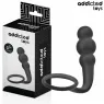Plug anal avec anneau de stimulation Addicted Toys en silicone noir - vue d'ensemble