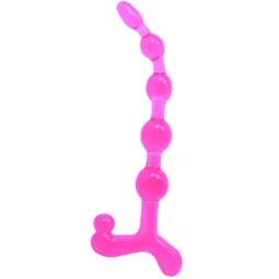 Flexible anal bead chain BAILE pink TPR - Nodulated submersible anal beads for sexual stimulation
