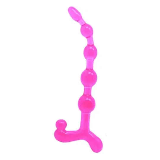 Collana anale flessibile rosa BAILE in TPR - Palline anali nodulate sommerse per stimolazione