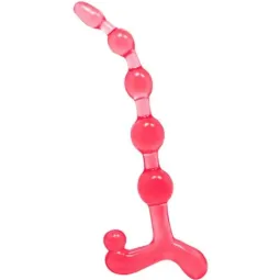 Collana anale flessibile rossa Baile Anal, perle anali in TPR impermeabile