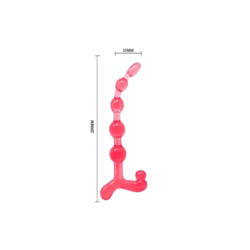 Chapelet anal flexible rouge Baile Anal, perles anales en TPR submersible