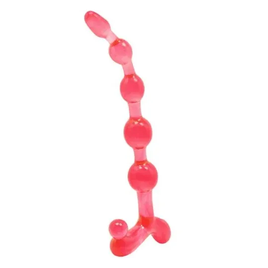 Collana anale flessibile rossa Baile Anal, perle anali in TPR impermeabile