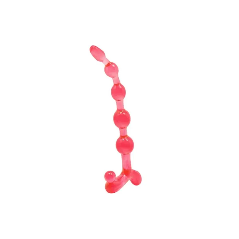 Collana anale flessibile rossa Baile Anal, perle anali in TPR impermeabile