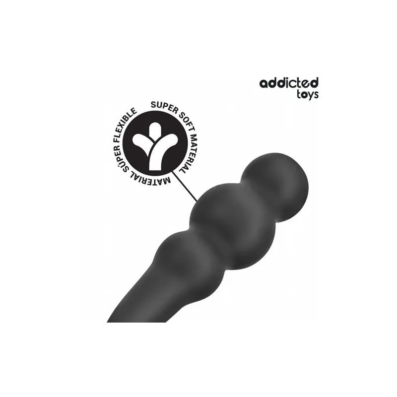 Plug anal avec anneau de stimulation Addicted Toys en silicone noir - vue d'ensemble