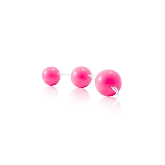 Lote de 3 bolas anales Baile Stimulating en ABS rosa con anillo de retención