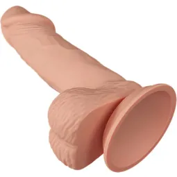 BAILE realistischer Dildo mit Saugnapf, hautfarben, TPR, geädert, mit Hoden, 19,4 cm.
