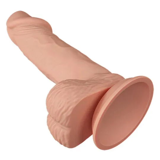 BAILE realistic dildo with suction cup, skin color, TPR, veined, with testicles, 19.4 cm.