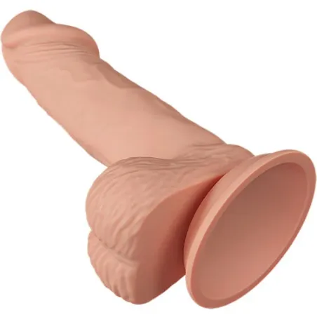 BAILE realistic dildo with suction cup, skin color, TPR, veined, with testicles, 19.4 cm.