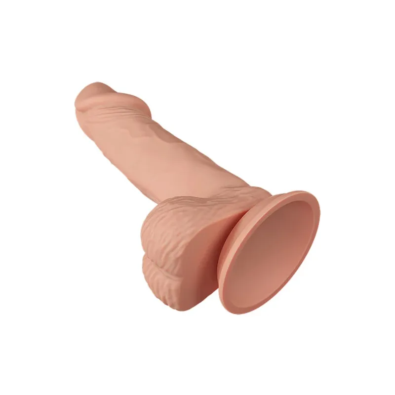 BAILE realistic dildo with suction cup, skin color, TPR, veined, with testicles, 19.4 cm.
