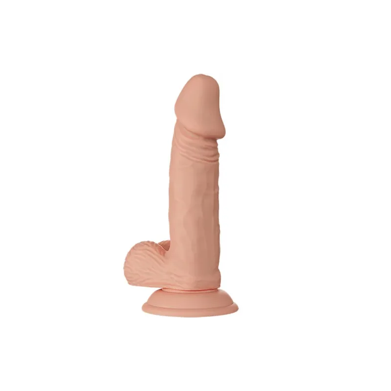 Dildo realistico BAILE con ventosa, colore pelle, TPR, venato, con testicoli, 19,4 cm.