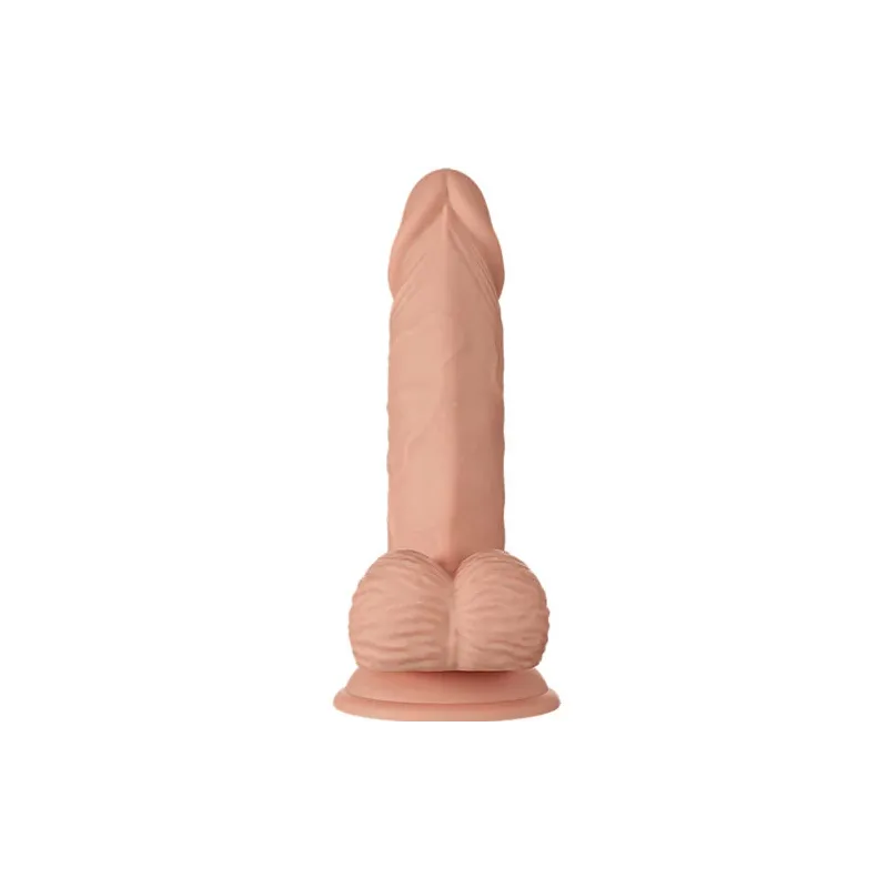 BAILE realistic dildo with suction cup, skin color, TPR, veined, with testicles, 19.4 cm.