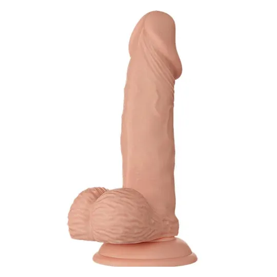 Dildo realistico BAILE con ventosa, colore pelle, TPR, venato, con testicoli, 19,4 cm.