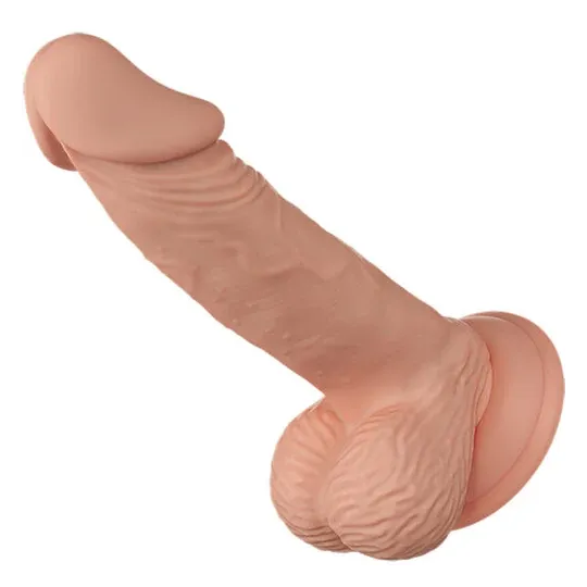 BAILE realistischer Dildo mit Saugnapf, hautfarben, TPR, geädert, mit Hoden, 19,4 cm.