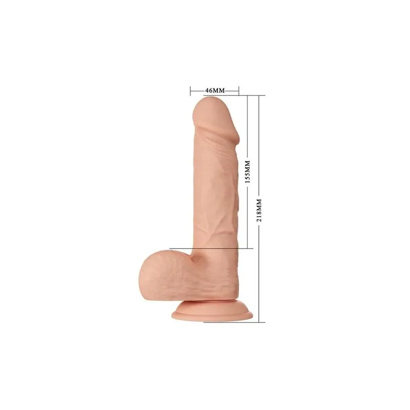 Dildo realistico BAILE Bahamut colore naturale 21,8 cm con ventosa e testicoli, superficie texture.