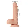 Realistischer Dildo BAILE Bahamut natur 21,8 cm mit Saugnapf und Hoden, strukturierte Oberfläche.
