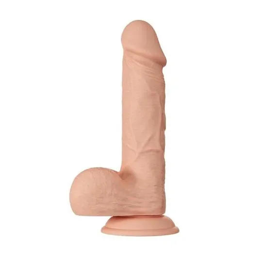 Gode réaliste BAILE Bahamut naturel 21,8 cm avec ventouse et testicules, texture réaliste pour pénétration.