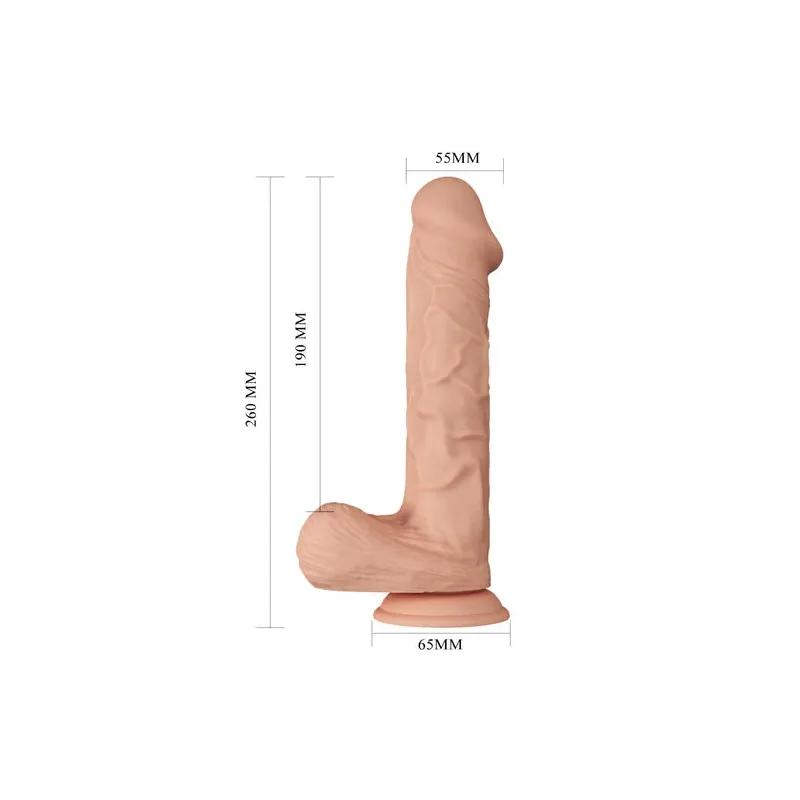 Dildo realistico Baile Dildos 26 cm, color carne, flessibile con ventosa e testicoli morbidi