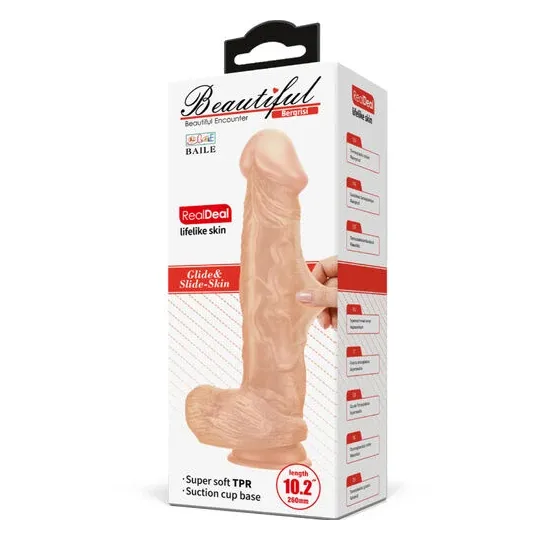 Realistic dildo Baile Dildos 26 cm, flesh color, flexible with suction cup and soft testicles