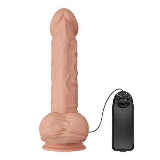 BAILE realistic vibrating dildo with suction cup, flesh color, 26 cm, veined texture