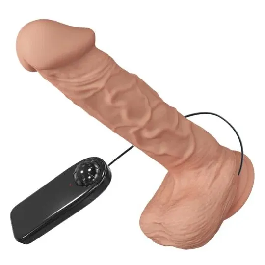 Dildo realistico vibrante BAILE con ventosa, colore carne, 26 cm, texture venata