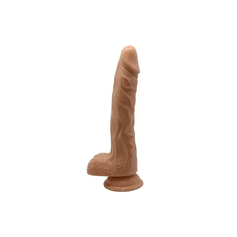 Realistischer Vibrator BAILE Belle Rencontre Bodach 20 cm mit Rotation und Vibration, hellbraune Farbe, Saugnapf für freihändige