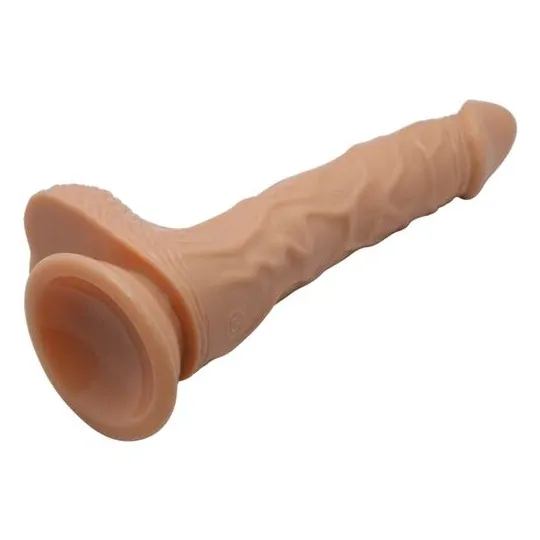 Realistischer Vibrator BAILE Belle Rencontre Bodach 20 cm mit Rotation und Vibration, hellbraune Farbe, Saugnapf für freihändige