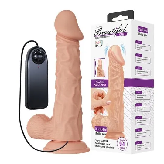 Dildo vibrante realistico BAILE Belle Rencontre Buraq 24 cm con ventosa, colore pelle