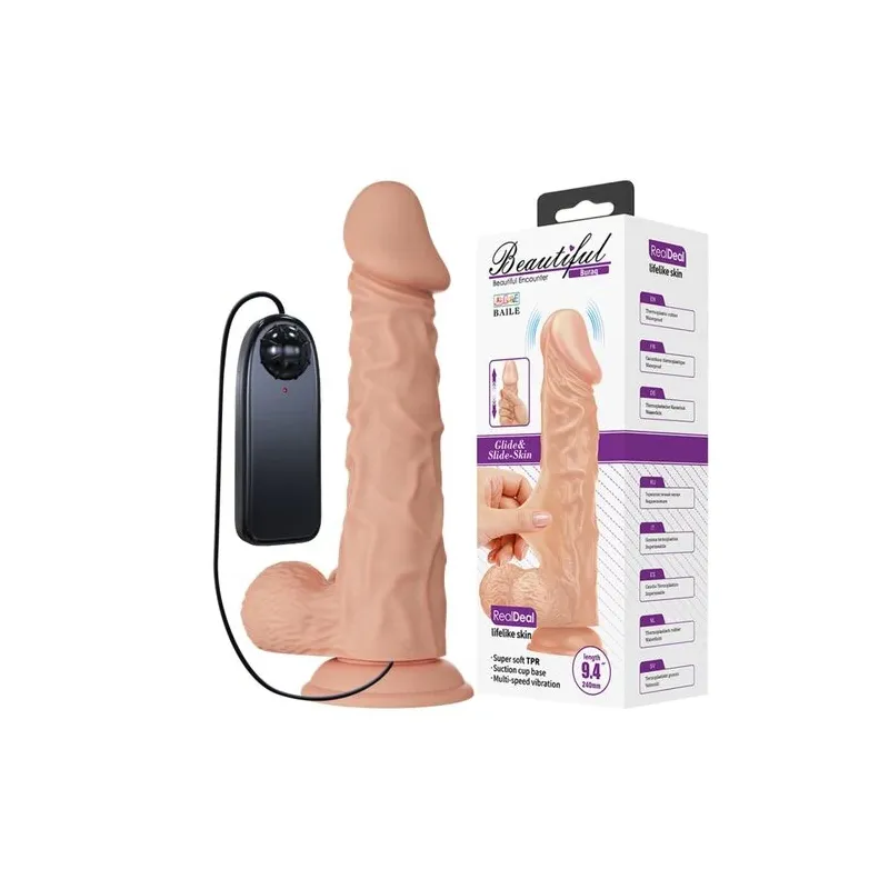 Dildo vibrante realistico BAILE Belle Rencontre Buraq 24 cm con ventosa, colore pelle