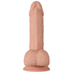 Realistic silicone flexible dildo 20.6 cm natural color with testicles and suction cup - Baile Dildos
