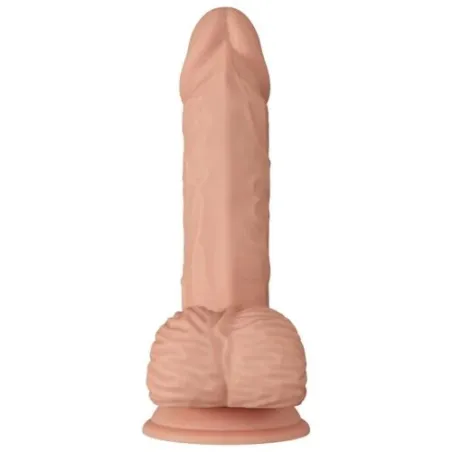Realistic silicone flexible dildo 20.6 cm natural color with testicles and suction cup - Baile Dildos