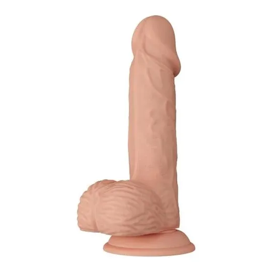Gode réaliste en silicone flexible 20,6 cm couleur naturelle avec testicules et ventouse - Baile Dildos