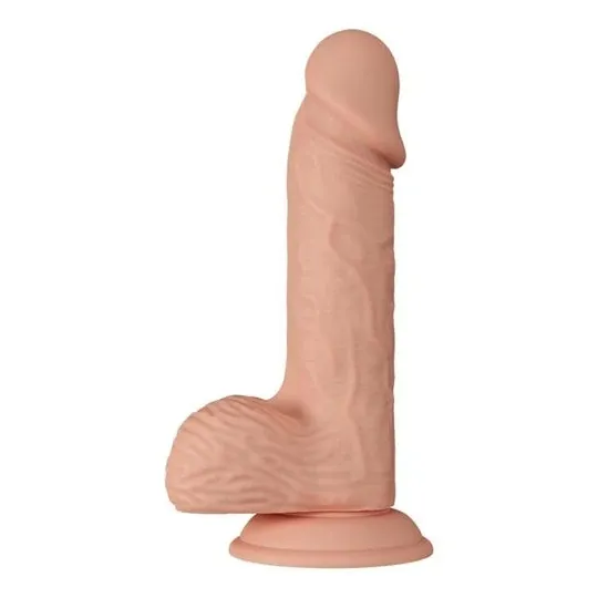 Gode réaliste en silicone flexible 20,6 cm couleur naturelle avec testicules et ventouse - Baile Dildos
