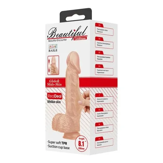 Dildo realistico in silicone flessibile 20,6 cm colore naturale con testicoli e ventosa - Baile Dildos