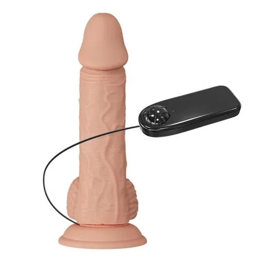 Gode vibrant réaliste BAILE couleur naturelle avec ventouse, 20.6 cm, stimulation vaginale.