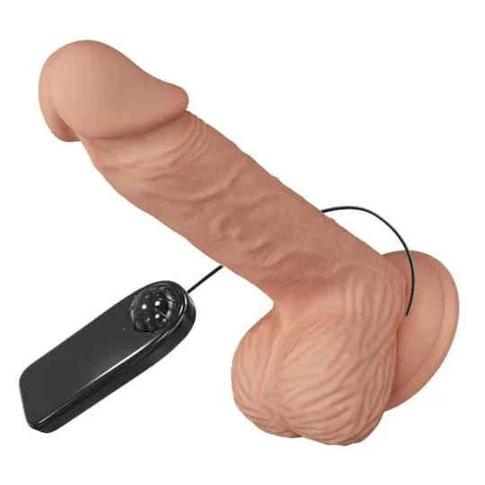 Vibrierender realistischer Dildo BAILE in Naturfarbe mit Saugnapf, 20,6 cm, vaginale Stimulation.