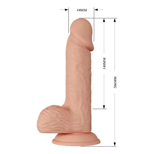 Realistic vibrating dildo BAILE natural color with suction cup, 20.6 cm, vaginal stimulation.