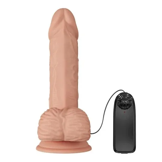 Realistic vibrating dildo BAILE natural color with suction cup, 20.6 cm, vaginal stimulation.