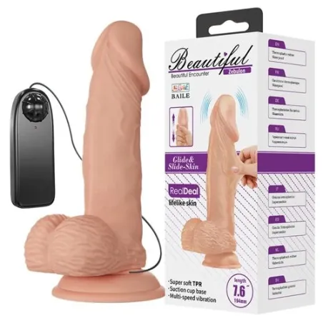 Gode vibrant réaliste BAILE Belle Rencontre avec ventouse, couleur naturelle, 19.4 cm