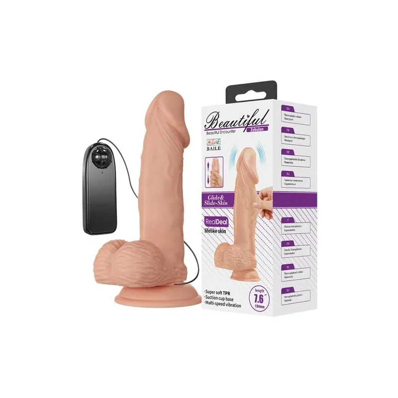BAILE Belle Rencontre realistic vibrating dildo with suction cup, 19.4 cm, natural skin tone