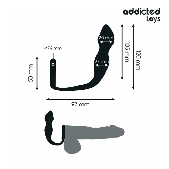 Plug anal con anillo testicular Addicted Toys negro silicona vista general" }, { "id_image": 418, "fr": "Plug anal Addicted Toys