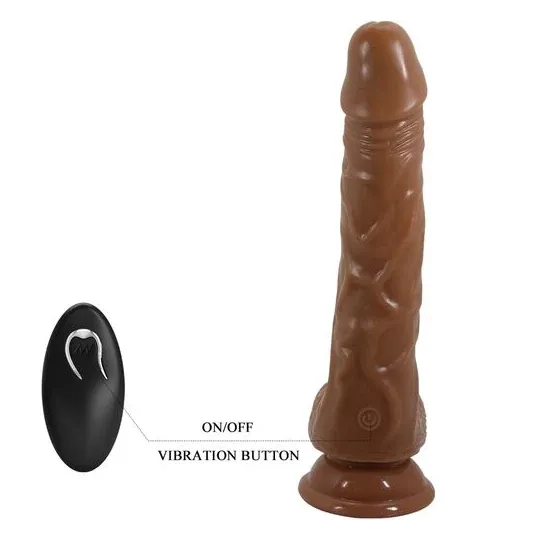 Realistic vibrator BAILE BODACH brown with suction cup and remote control