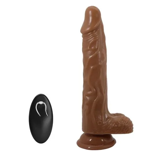 Realistic vibrator BAILE BODACH brown with suction cup and remote control