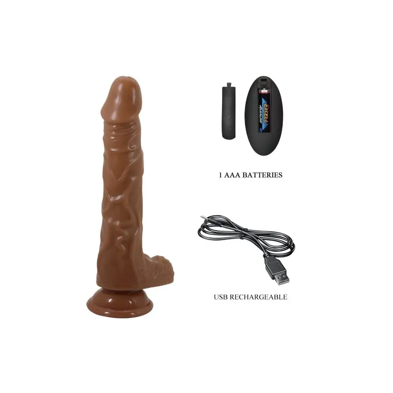 Realistischer Vibrator BAILE BODACH braun mit Saugnapf und Fernbedienung