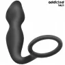 Plug anal avec anneau testiculaire Addicted Toys noir silicone vue d'ensemble