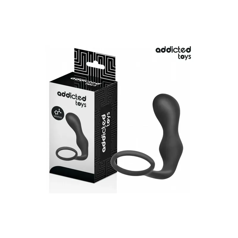 Plug anal avec anneau Addicted Toys, en silicone médical, vue d'ensemble de l'anneau testiculaire et de la tige