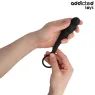 Deep anal plug Addicted Toys with testicle ring - black silicone - overall view