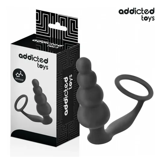 Addicted Toys plug anal con anillo testicular de silicona negra Modelo 5 - vista del producto