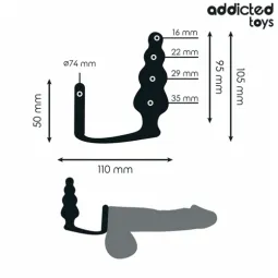 Addicted Toys plug anal con anillo testicular de silicona negra Modelo 5 - vista del producto